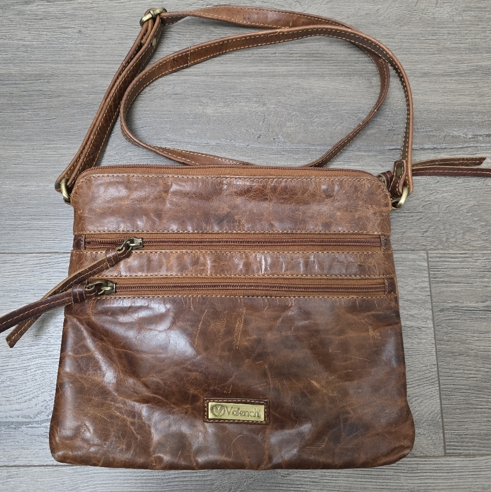 Valenchi 100% Leather Brown Shoulder Crossbody Bag Heritage